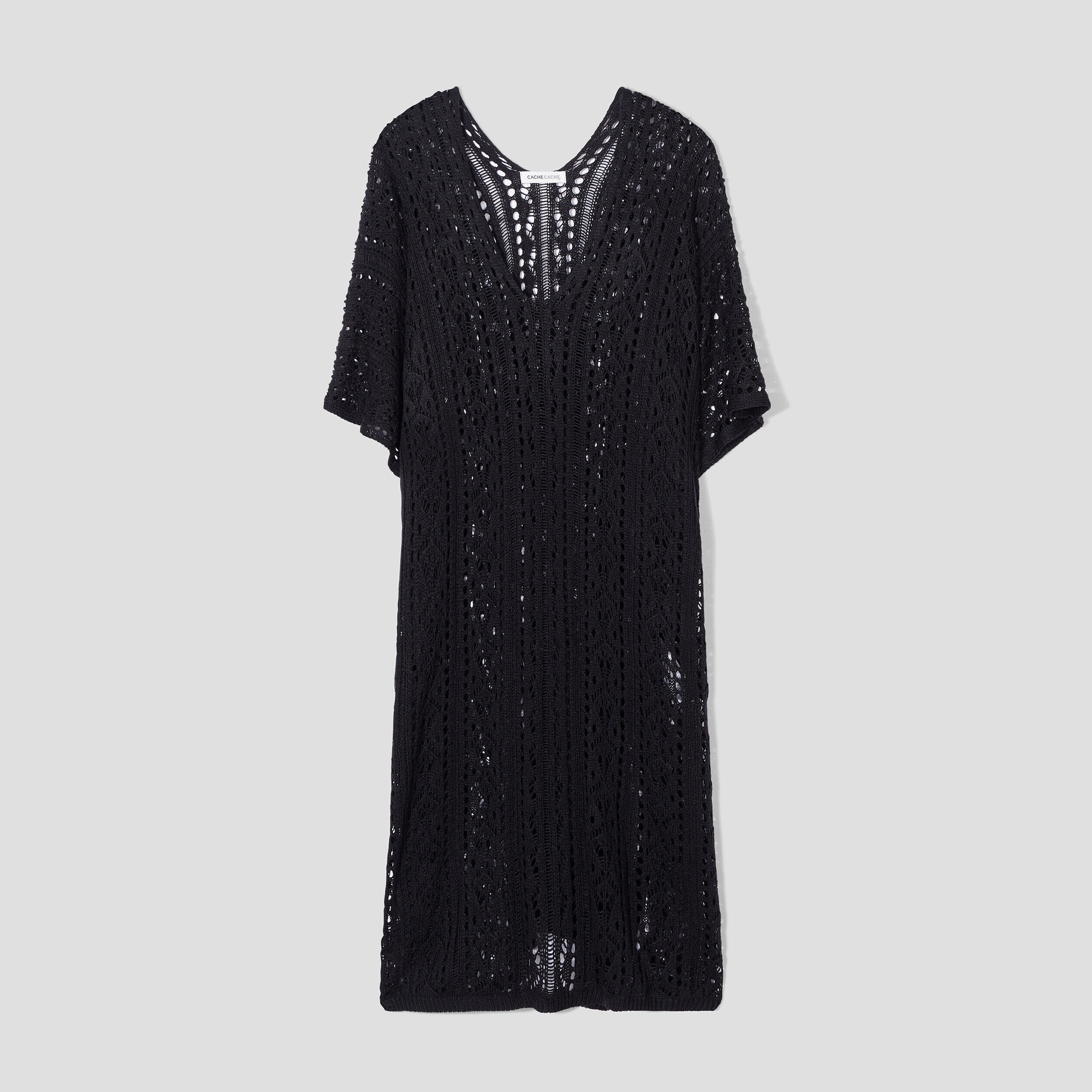 Robe de plage longue crochet noir femme | Cache Cache