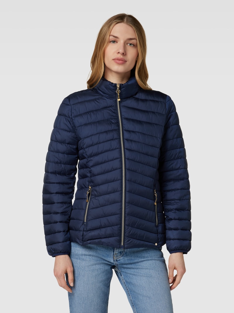 Steppjacke mit Stehkragen in dunkelblau