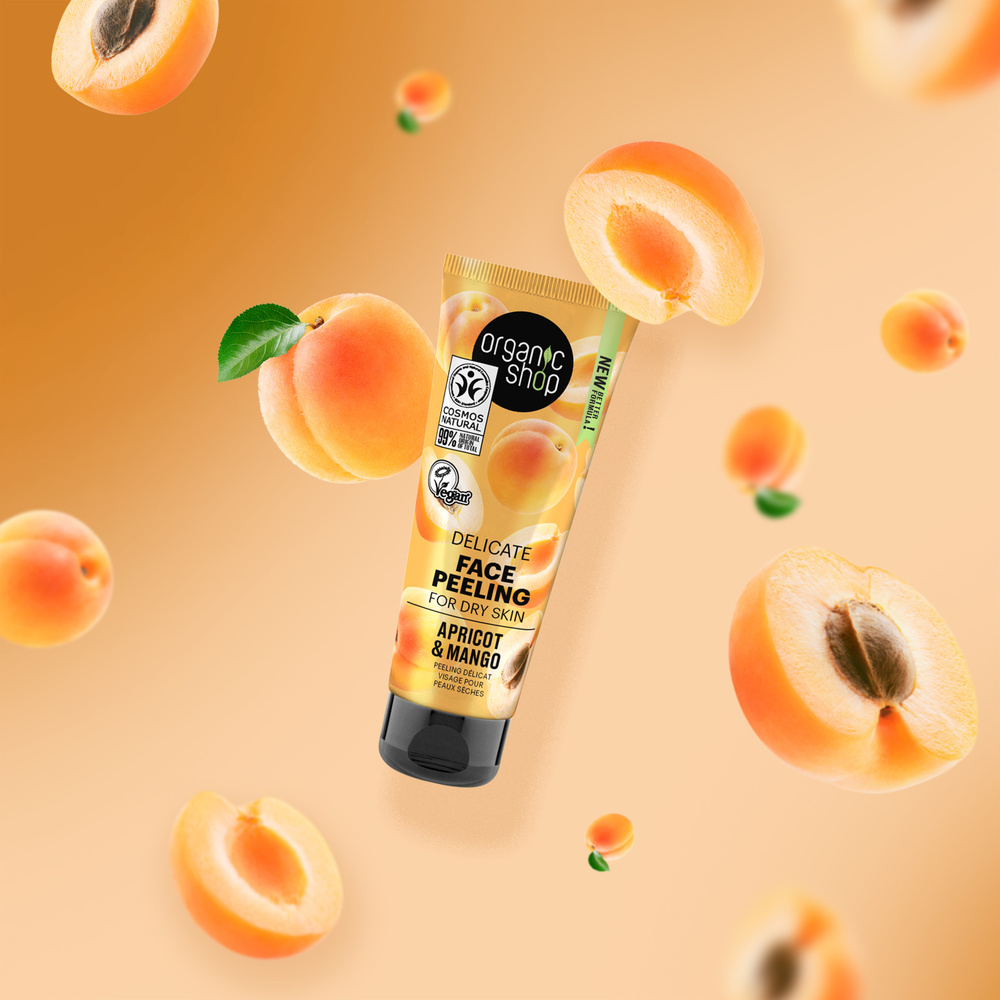 organic shop Peeling délicat pour le visage Abricot et Mangue peaux sèches Vegan Naturel Peeling