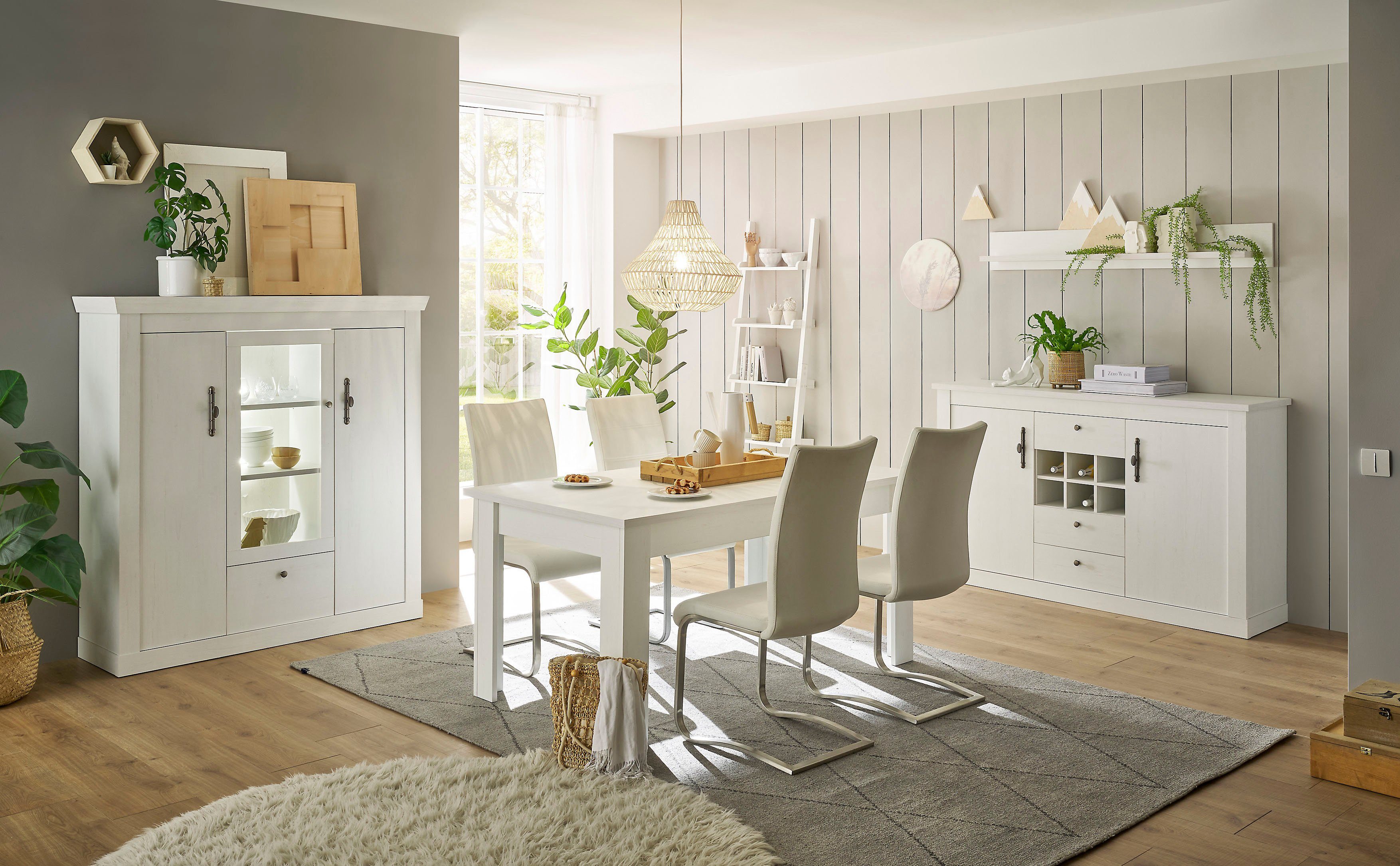 Home affaire Highboard RAVENNA, im romantischen Landhausstil, Griffe aus Metall, Höhe 146 cm
