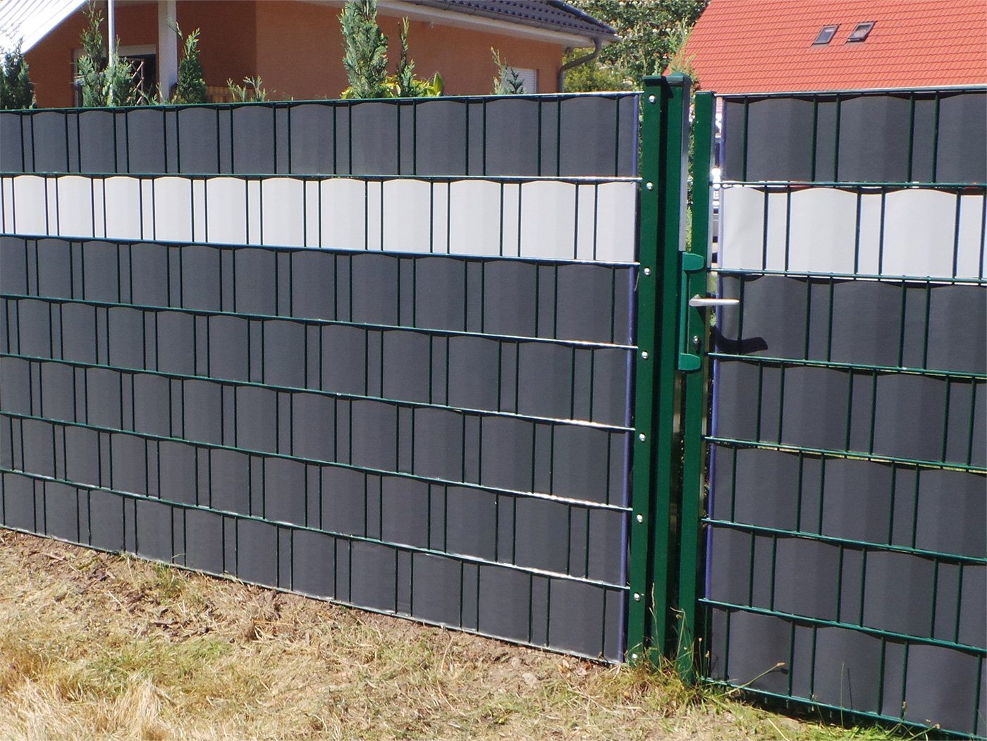 Plantiflex Sichtschutzstreifen Sichtschutz Rolle 35m blickdicht PVC Zaunfolie Sichtschutzfolie Windschutz für Doppelstabmatten Zaun Sichtschutzrolle