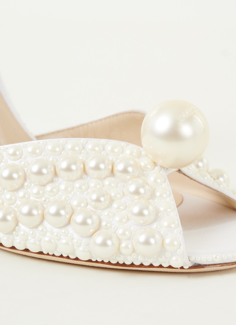 Jimmy Choo Sacora sandalette en satin avec imitatieparels