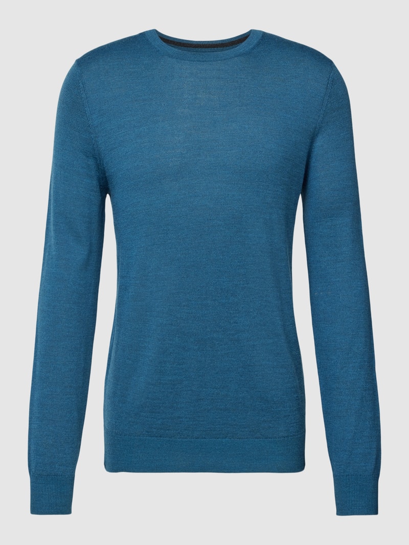 Longsleeve aus Woll-Mix in petrol meliert