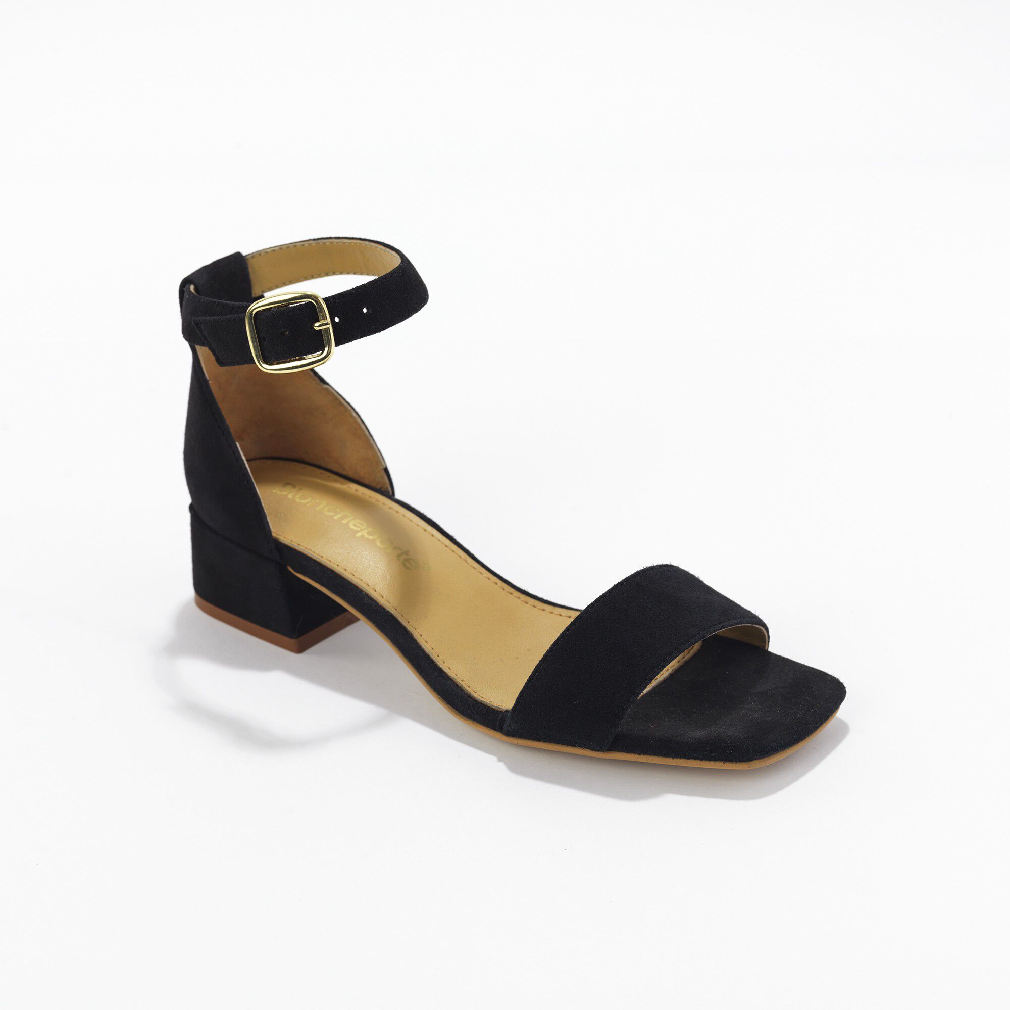 Sandales en croûte de cuir à bride et à talon