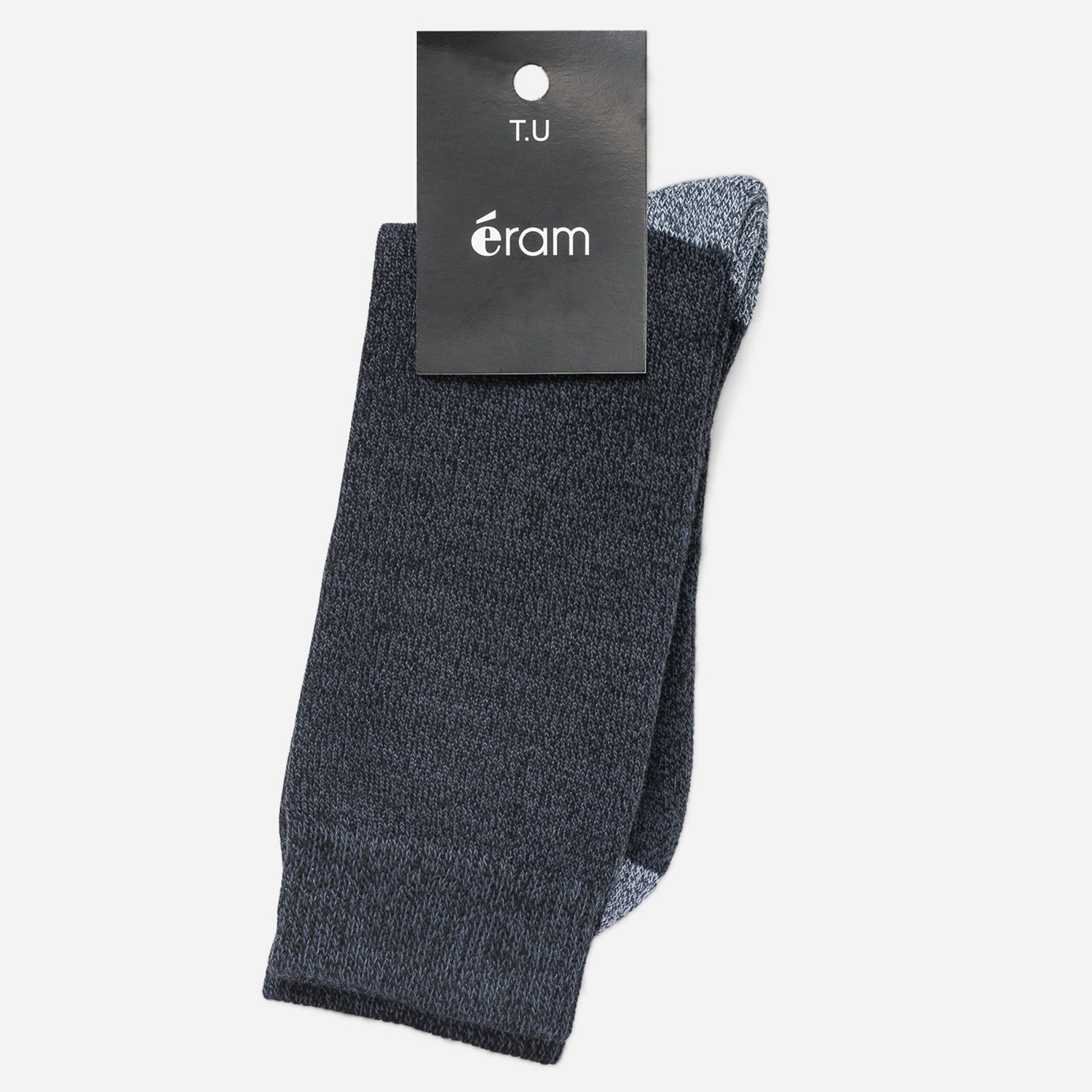 Chaussettes bleu chiné bout et talon contrastés