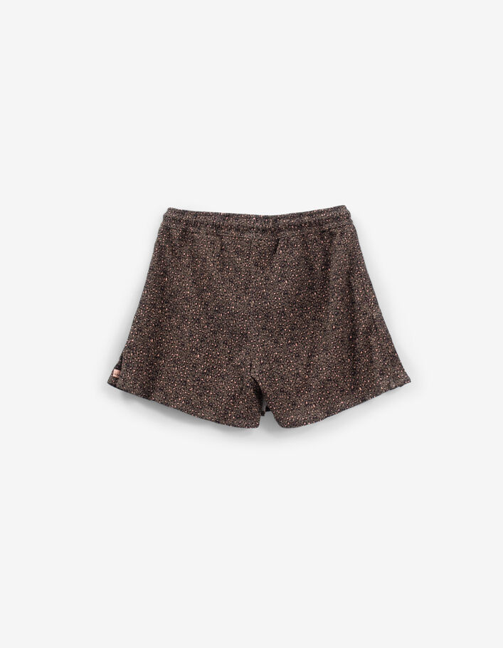 Jupe-short kaki imprimé léopard-coeurs fille