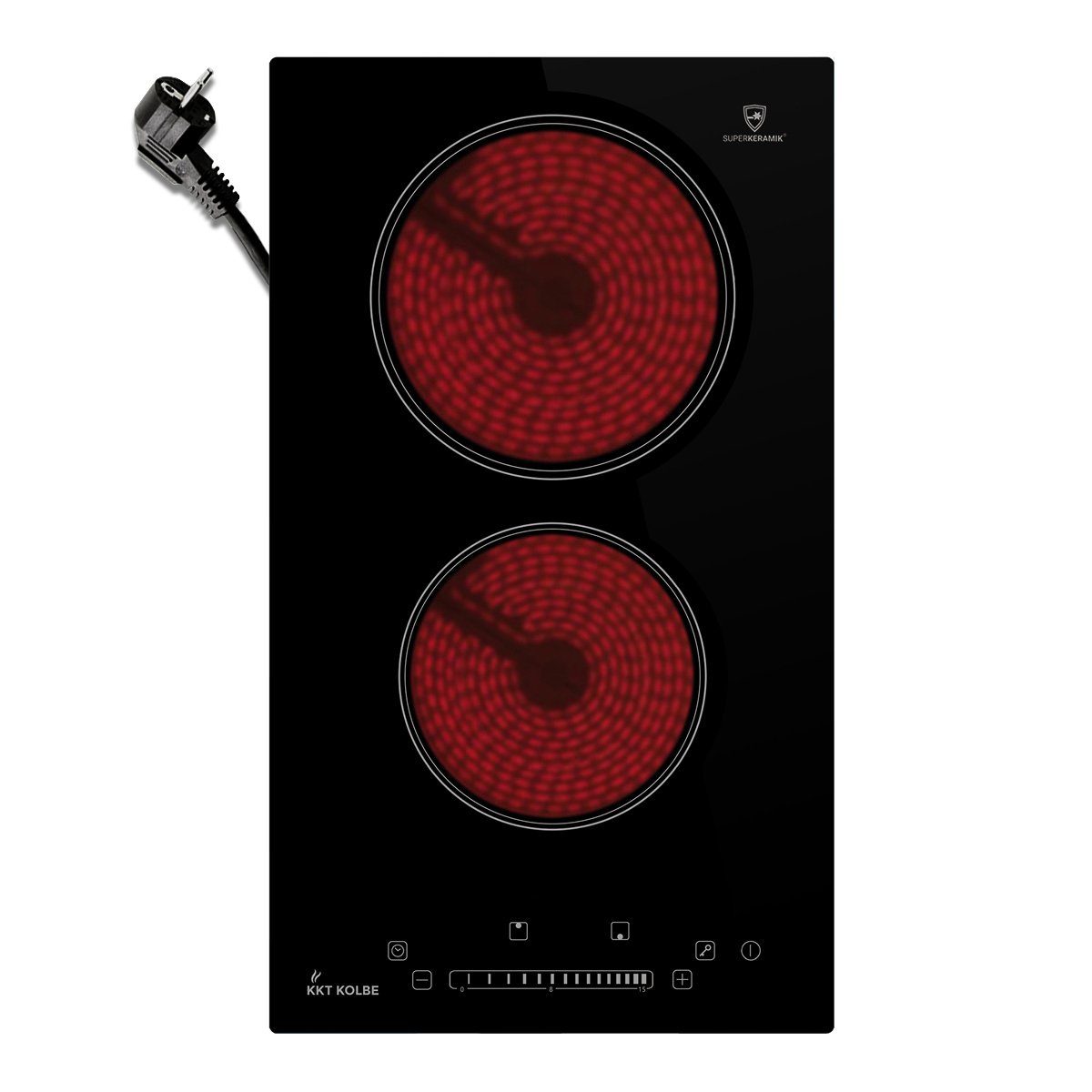 KKT KOLBE Elektro-Kochfeld KF292, 2 Doppel Domino Zonen Platten 29cm / Rahmenlos / Touch / Auto-Timer