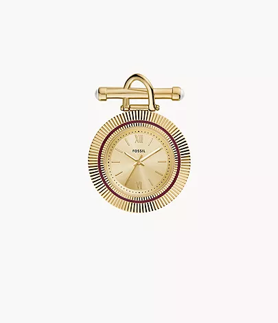 Fossil Uhrenbrosche Scarlette 3-Zeiger-Werk Edelstahl goldfarben