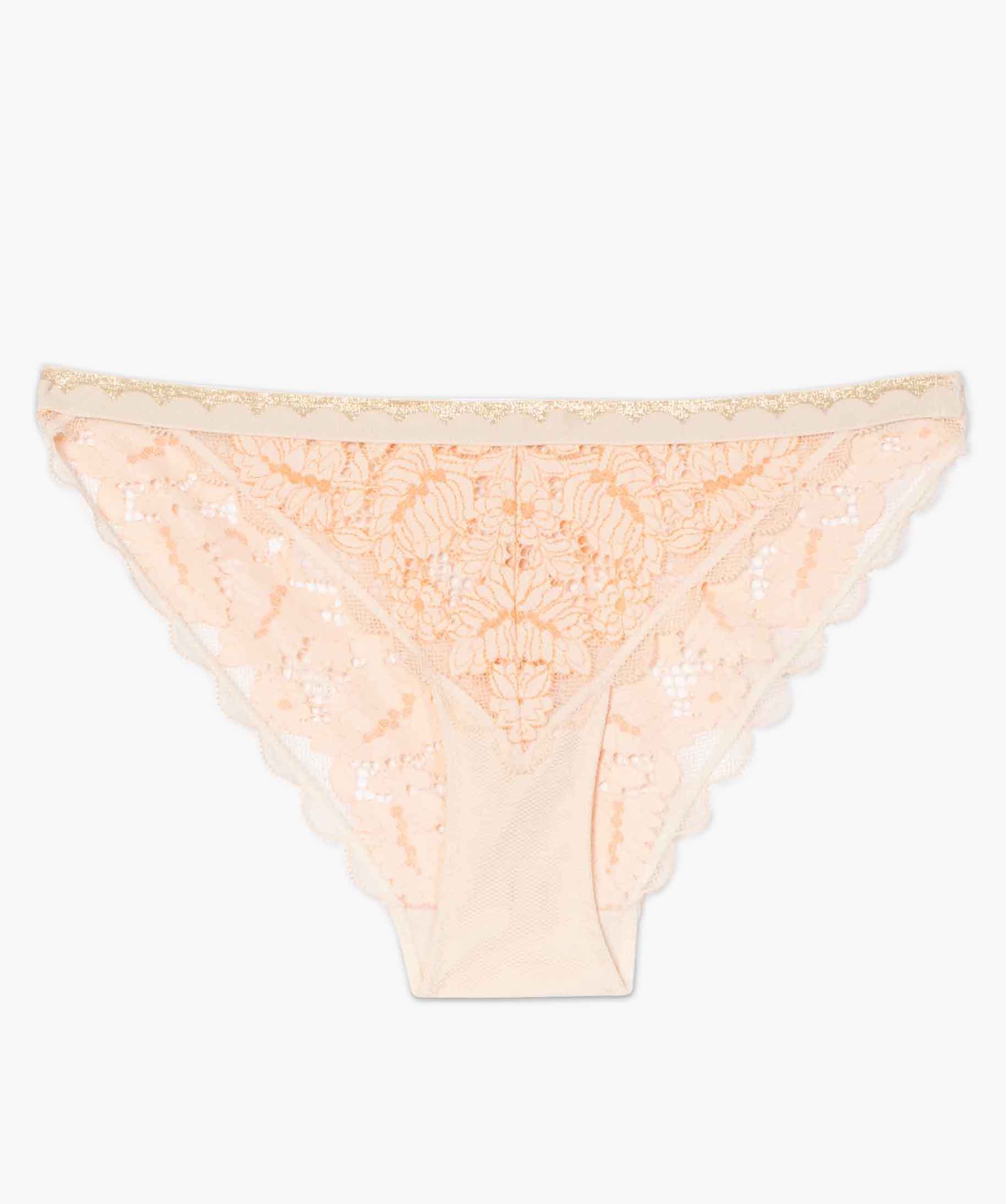 Culotte femme à dentelle bicolore et ceinture pailletée rose | GEMO