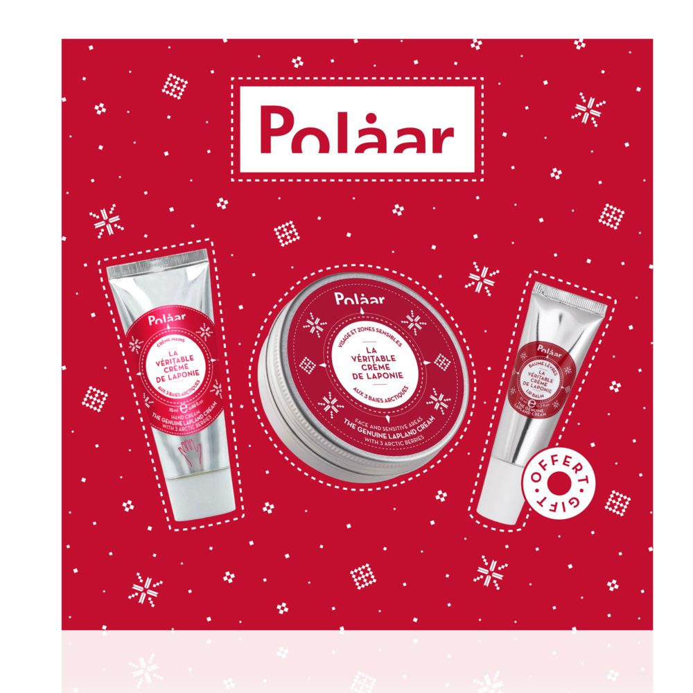 Polaar Coffret La Véritable Crème de Laponie Crème Visage + Crème Mains + Baume Lèvres  OFFERT