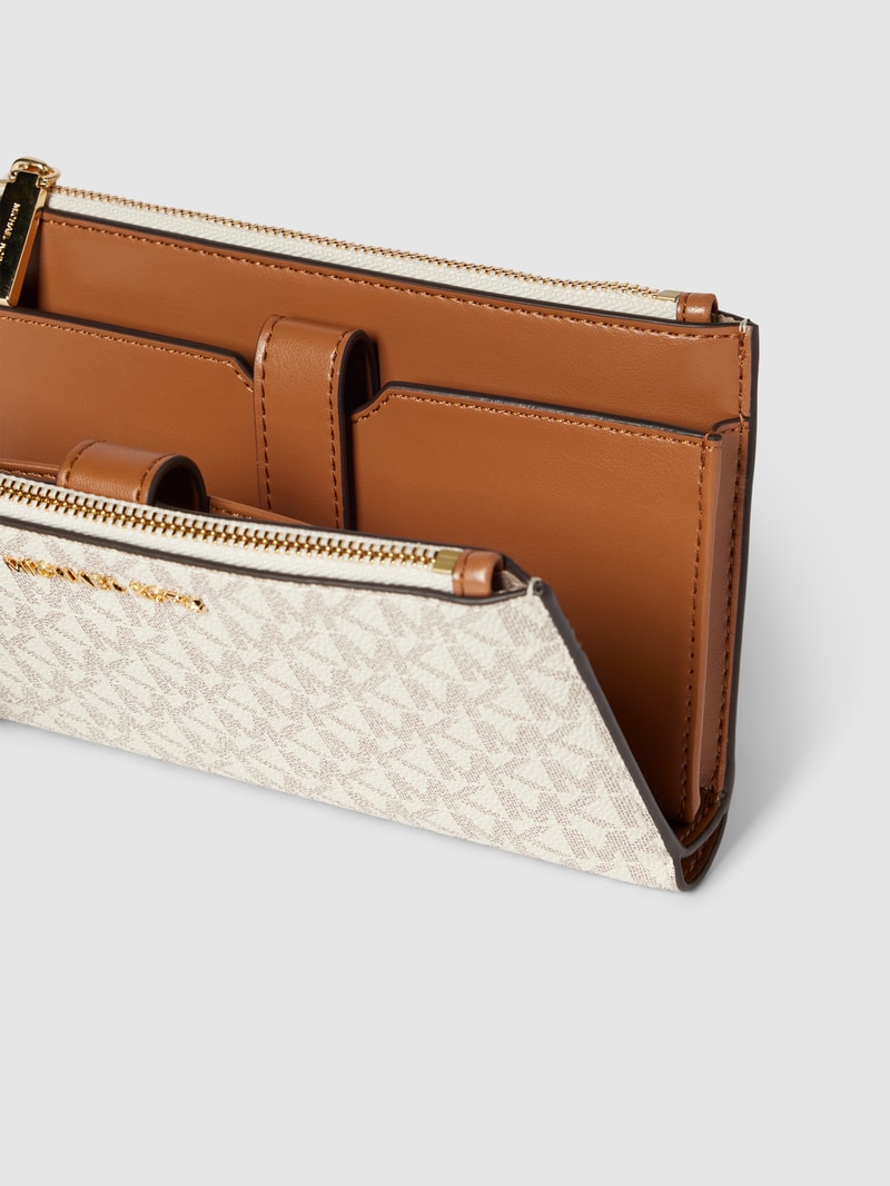 Portemonnaie mit Allover-Logo-Print Modell 'JET SET' in beige