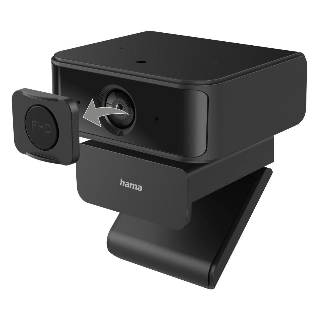 Hama Full HD Streaming Webcam-Face Tracking-Mikrofon-Rauschunterdrückung Webcam (Zusatzfunktionen: 1/4 Zoll-Gewinde, Autom. Belichtungsanpassung)