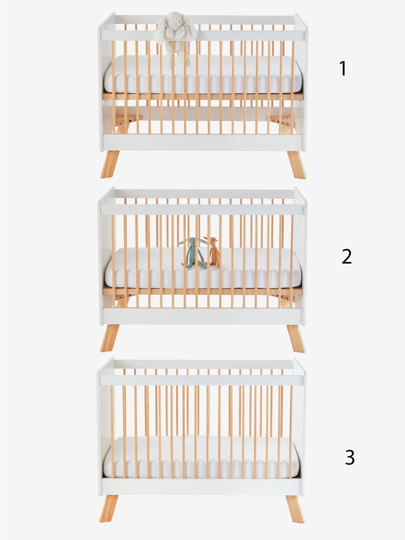 Vertbaudet Baby Gitterbett GROßER BÄR - weiß/natur
