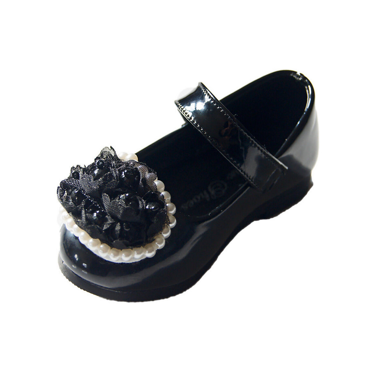 Ballerinas festlicher Halbschuh mit Klettverschluss und eleganter Rosenapplikation für Mädchen