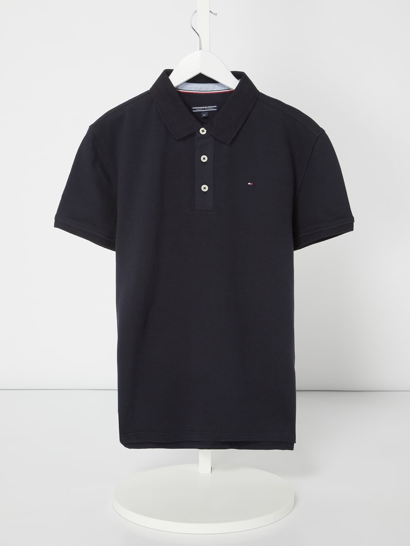 Poloshirt mit Logo-Stickerei in marineblau