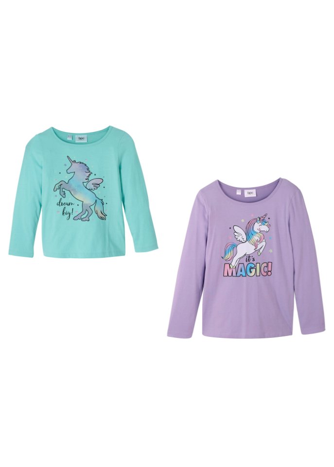 Mädchen Langarmshirt (2er Pack) aus Bio-Baumwolle