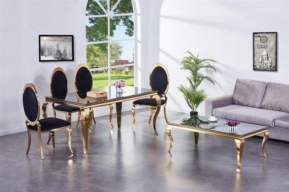 HOOZ Couchtisch Couchtisch 115x65cm Goldoptik & Glas - schwarz