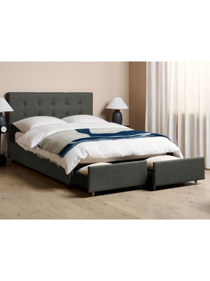 Beliani Doppelbett LA ROCHELLE in Grau/Schwarz - (W) 153 x (H) 109 x (L) 213 cm günstig kaufen onesize
