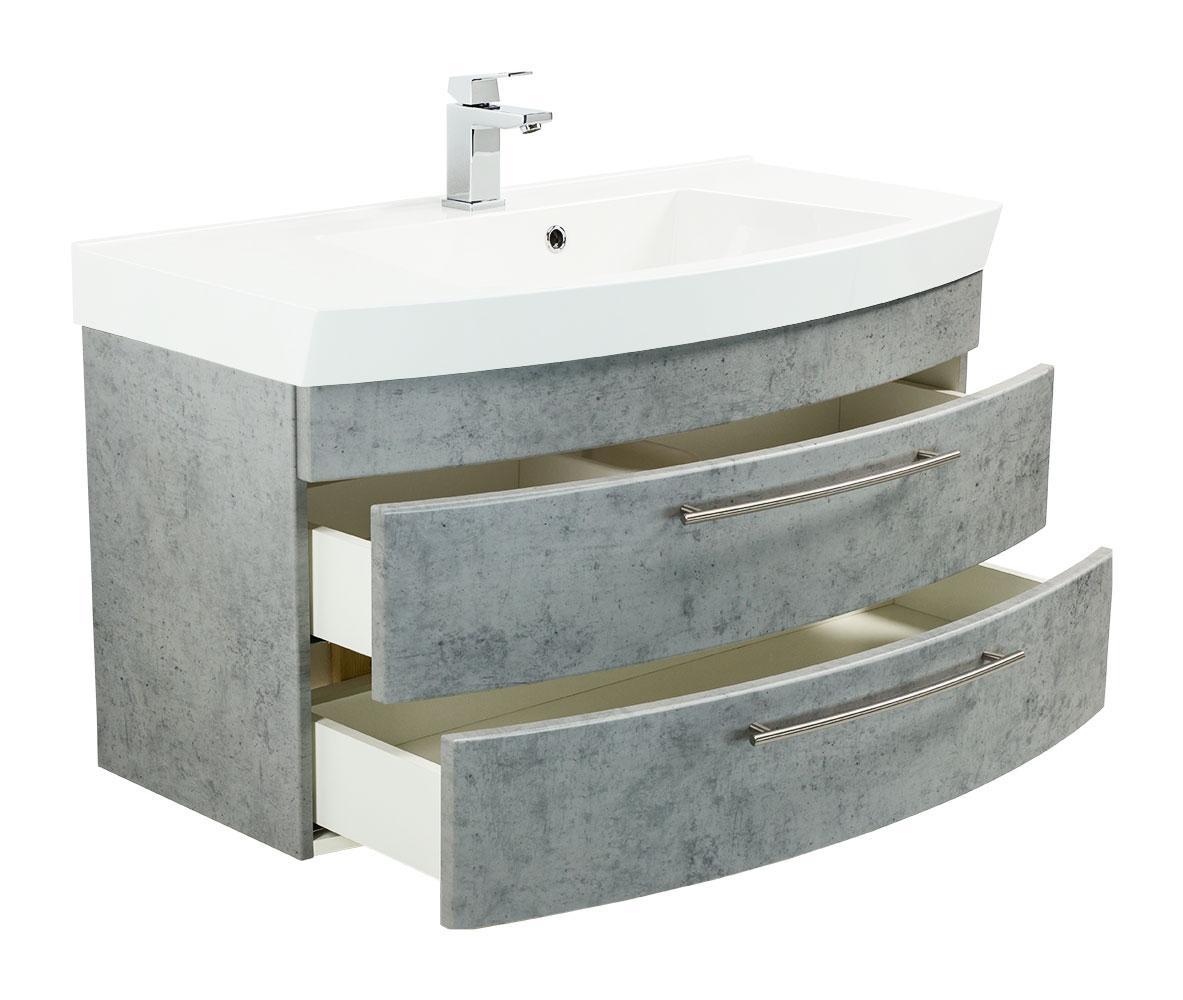 Posseik Badmöbel Luna 100 mit runder Front Beton
