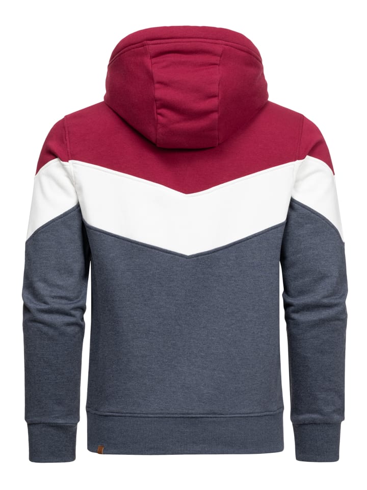 Amaci&Sons Sweatjacke im Block-Design ARDMORE in Bordeaux/Weiß/Blau günstig kaufen