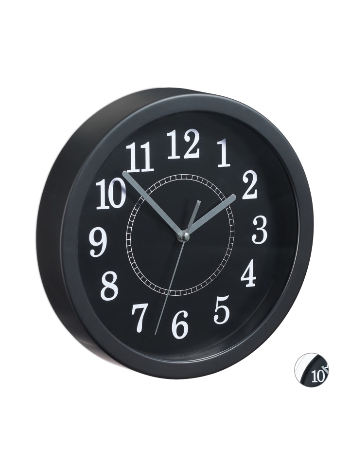 relaxdays Wanduhr in Schwarz - Ø 20cm günstig kaufen onesize