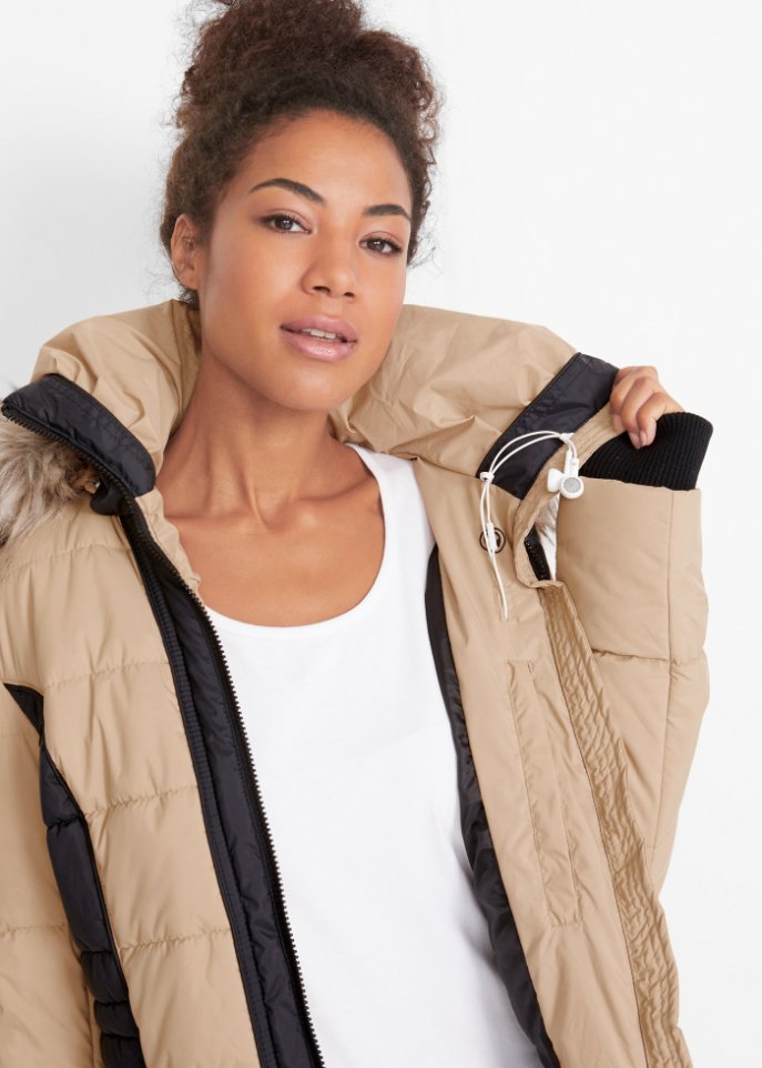 Outdoor-Kurzmantel mit Fellimitat