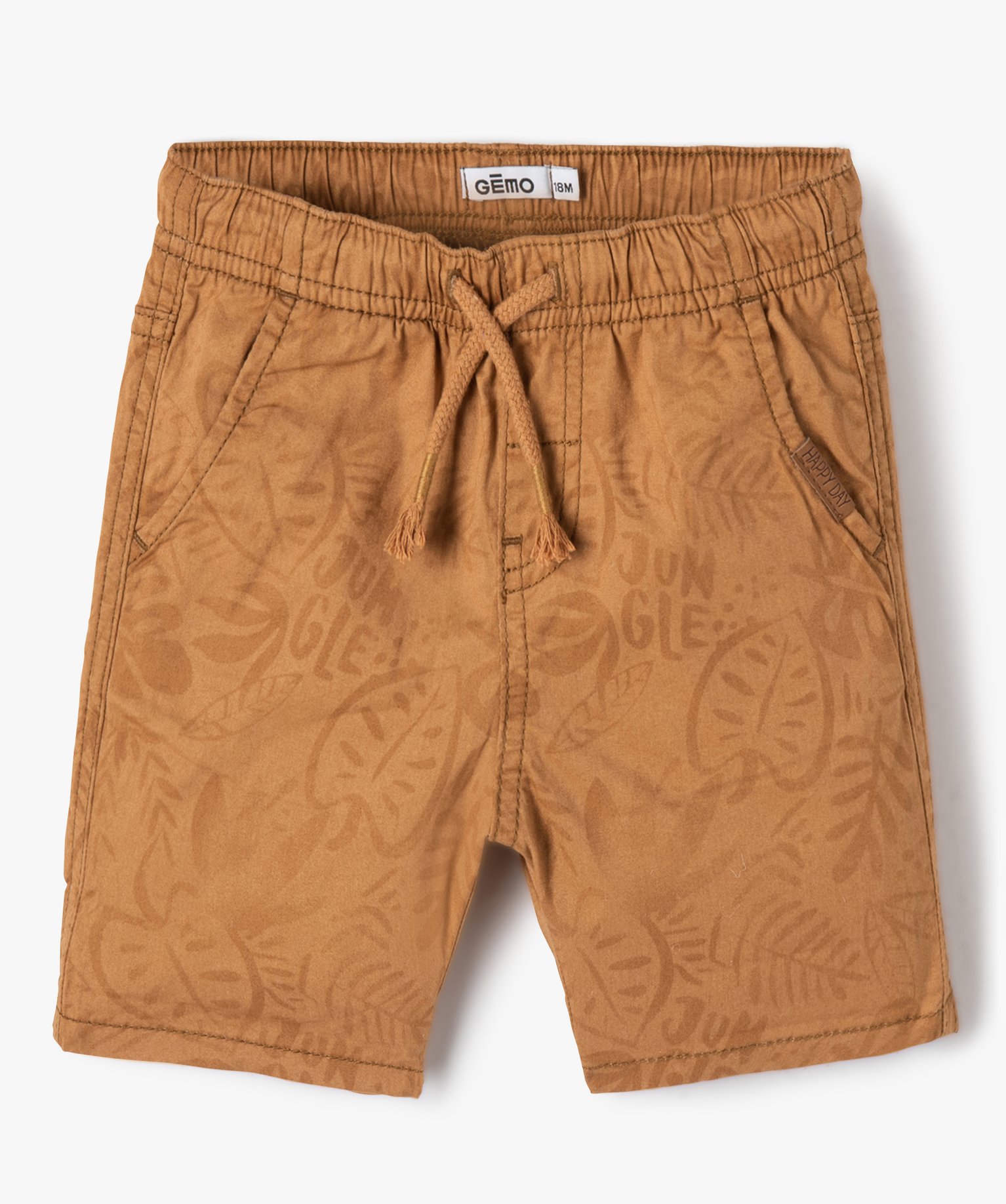 Bermuda bébé Garçon en toile à taille élastiquée marron | GEMO