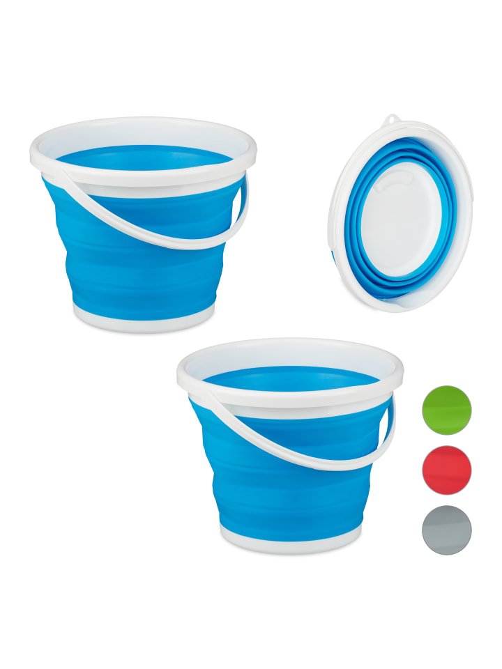 relaxdays 2x Falteimer in Blau - 10 l günstig kaufen onesize