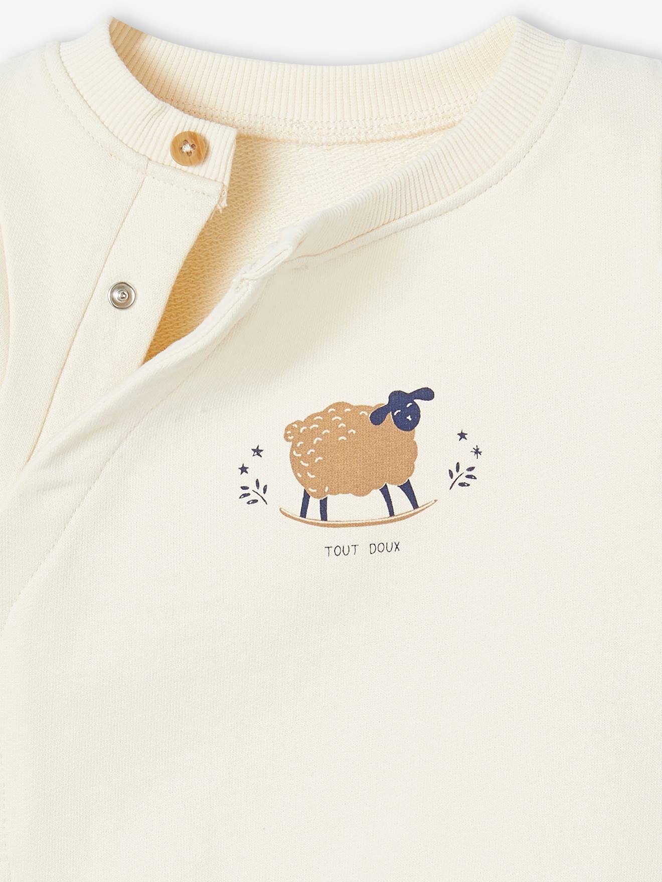 Sweat bébé imprimé mouton écru