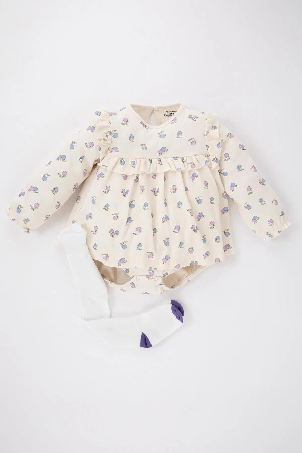 DeFacto  Gemusterter Langarm-Overall für Babys, Mädchen, Strumpfhosen, 2-teiliger Overall