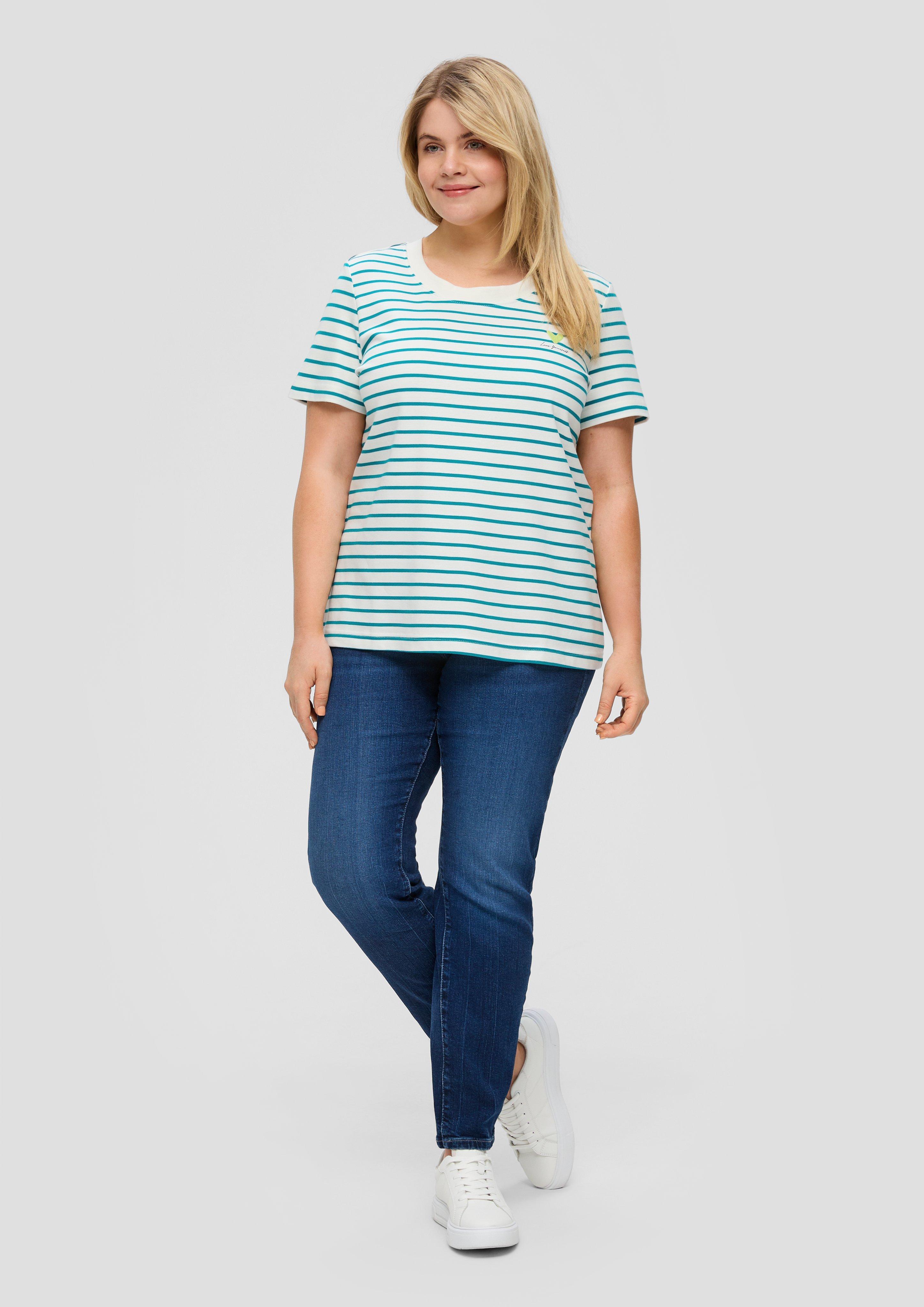 Gestreiftes Interlockjersey T-Shirt  2149225-66G2