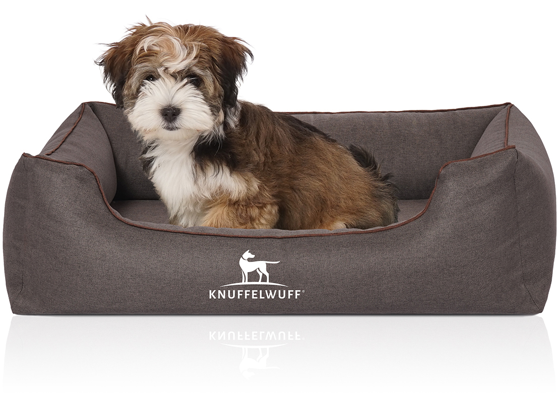 Knuffelwuff Hundebetten Knuffelwuff Orthopädisches Hundebett Wippo aus Velours mit Handwebcharakter schwarz M-L