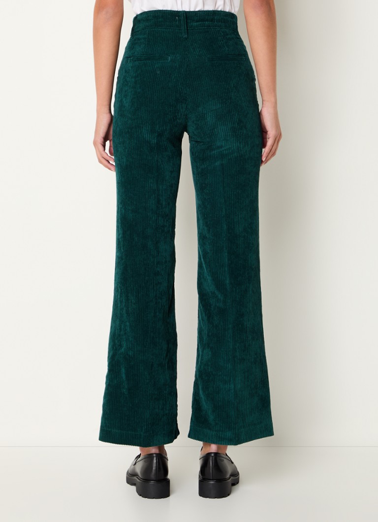Pantaloni din catifea reiată cu talie înaltă, cu buzunare laterale și evazate pe picioare, creați de Gerard Darel Noémie.