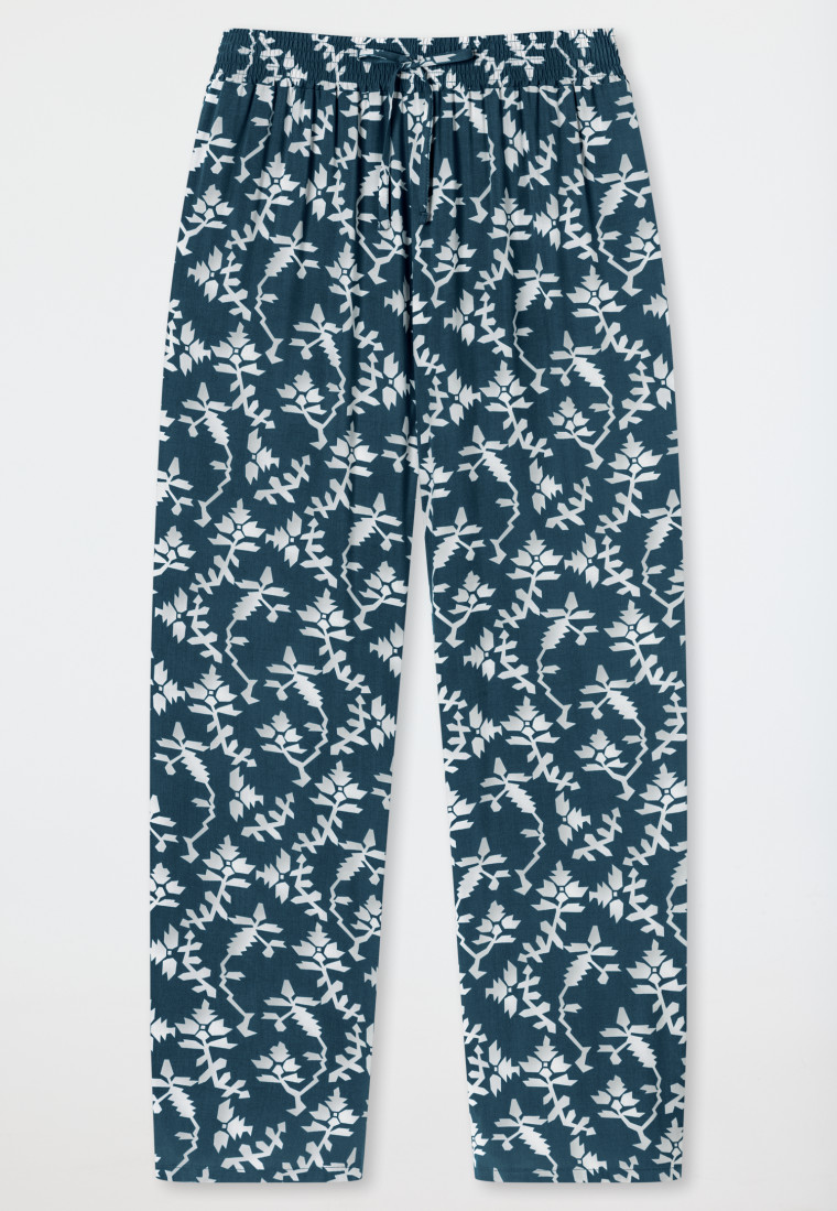Loungehose lang Viskose Blumenprint jeansblau - Mix+Relax