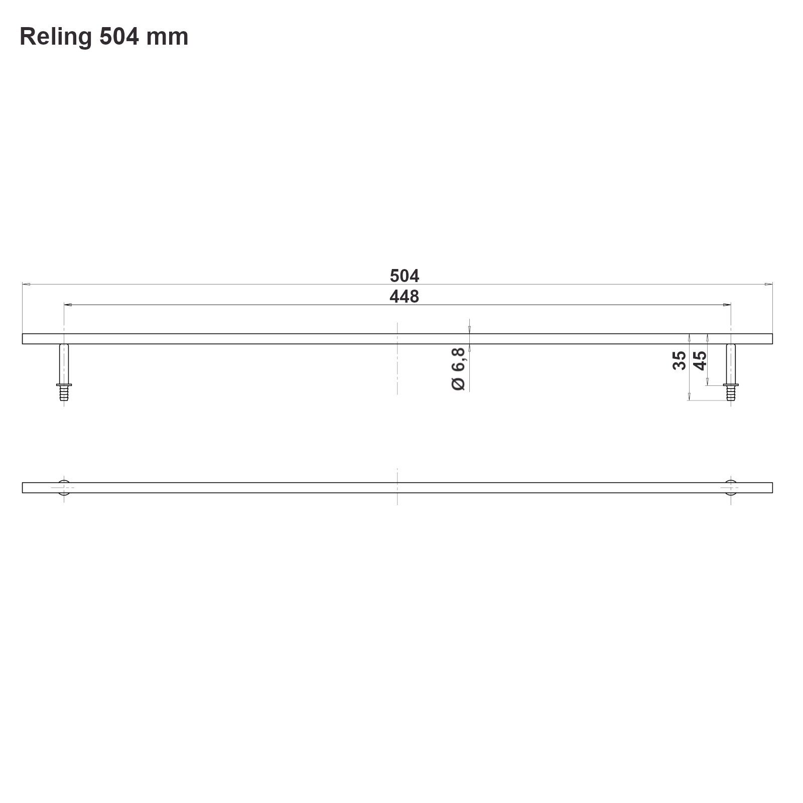 SO-TECH® Möbelbeschlag Kesseböhmer DA-Reling 504 - 810 mm Silber Pulverbeschichtet
