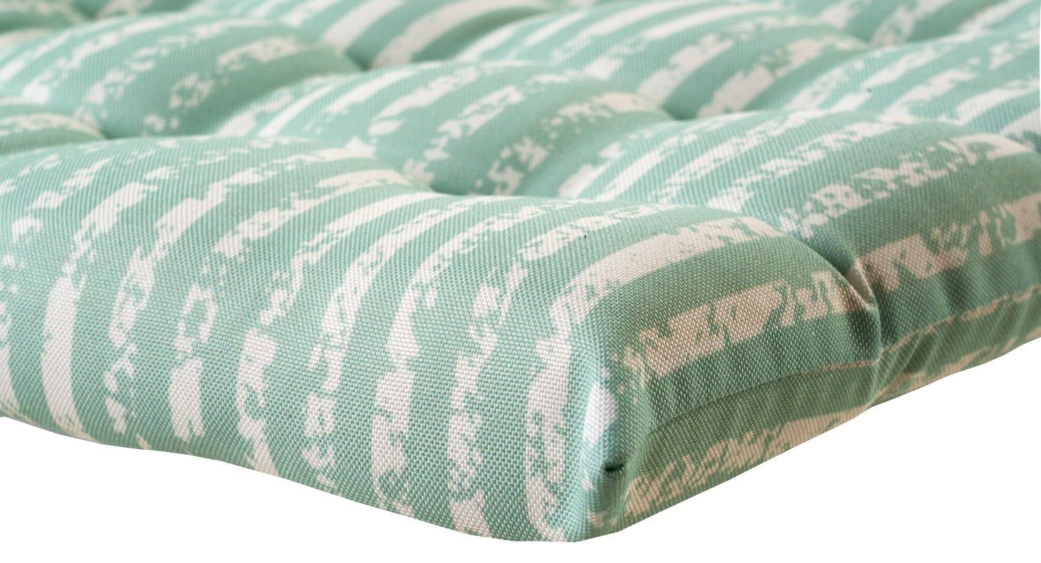 Dekokissen LITTLE STRIPE, Sitzkissen mit Bindekordeln, Grün