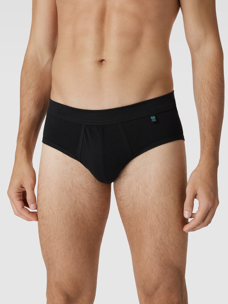 Slip mit Teilungsnähten Modell 'Long Life Cotton Midi-Slip' in schwarz