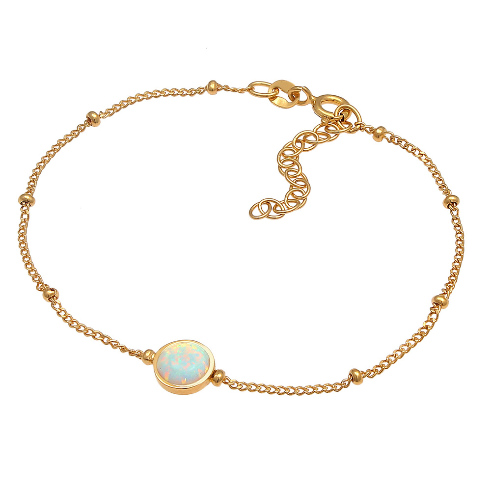 Elli Elli Bracelet Chaîne de boules pour dames élégante avec opale synthétique en arge Bracelet