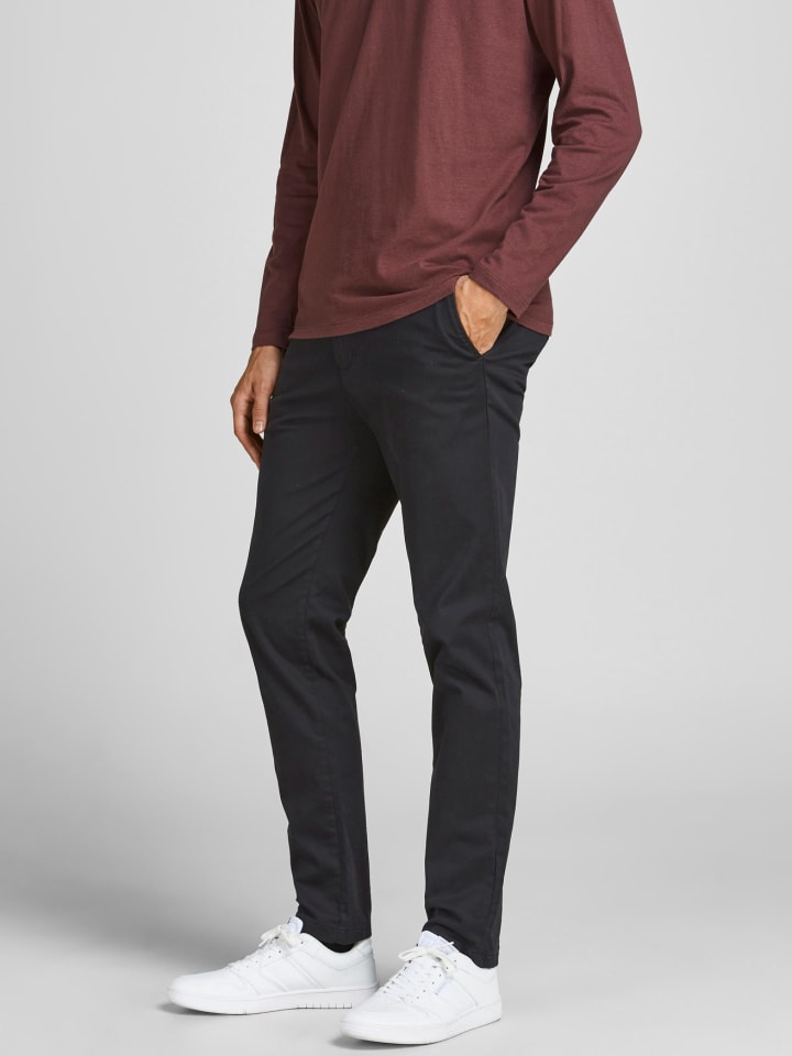 Jack & Jones Baumwolle Stoffhose Chino JPSTMARCO in Schwarz günstig kaufen