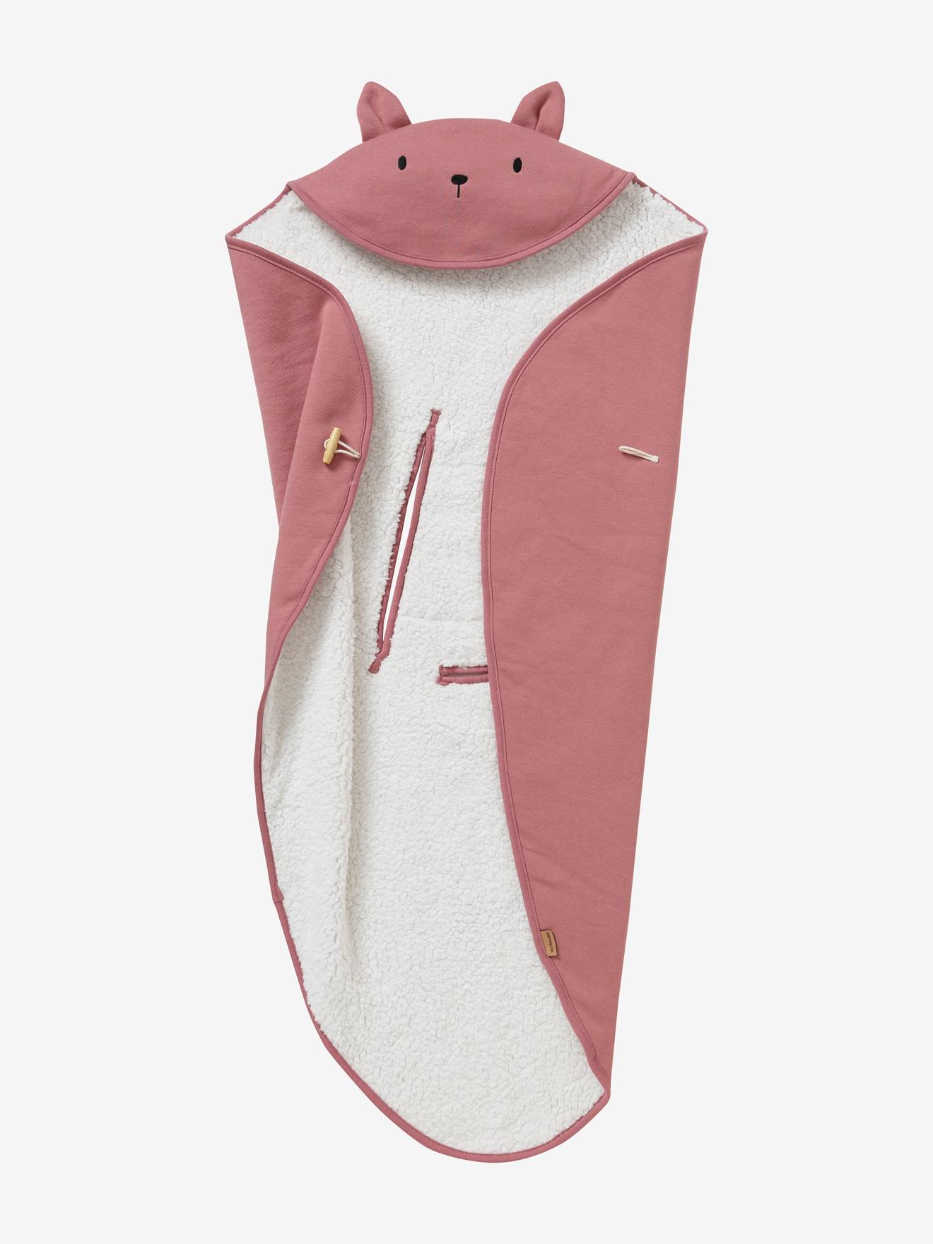 Vertbaudet Baby Sweat-Einschlagdecke, Plüschfutter, personalisierbar - rosa