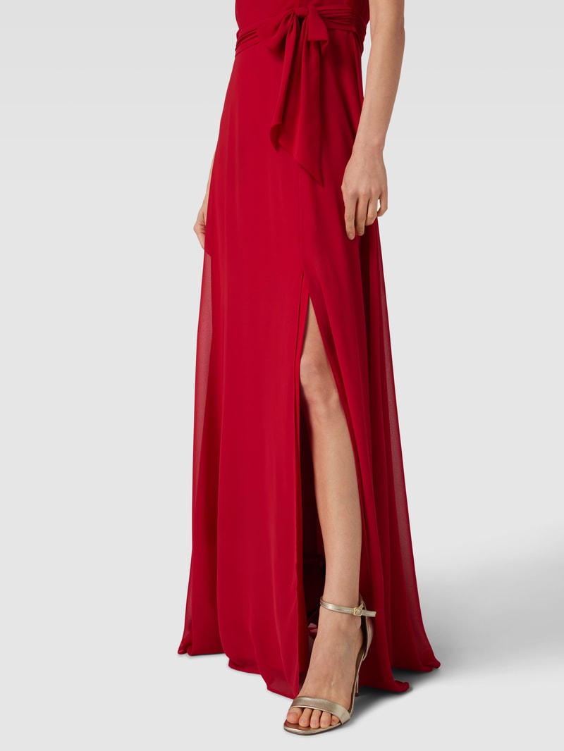 Abendkleid mit Wasserfallausschnitt in rot