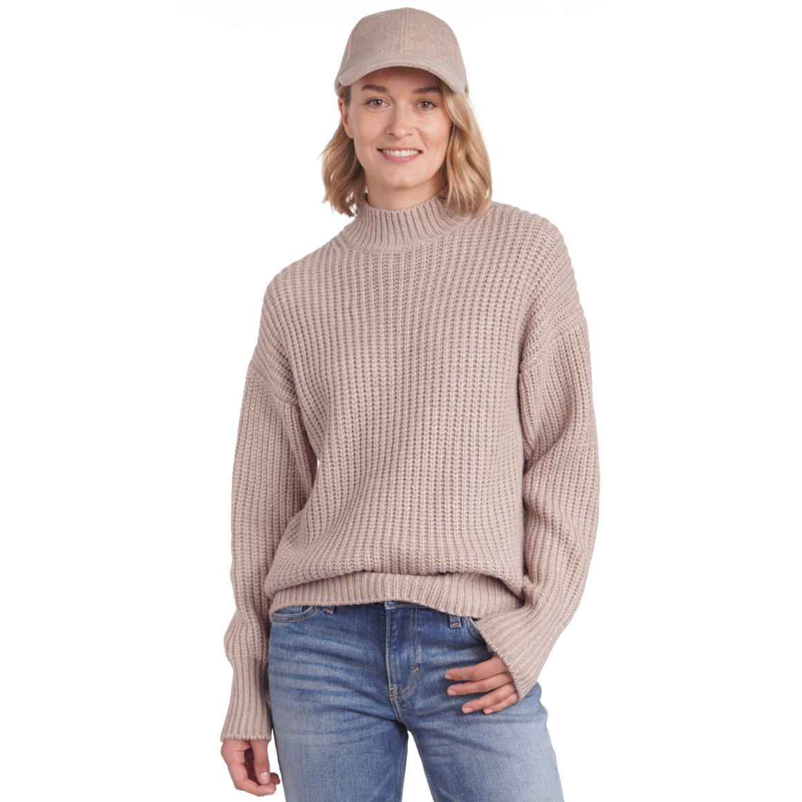 Damen Strickpullover mit Stehkragen