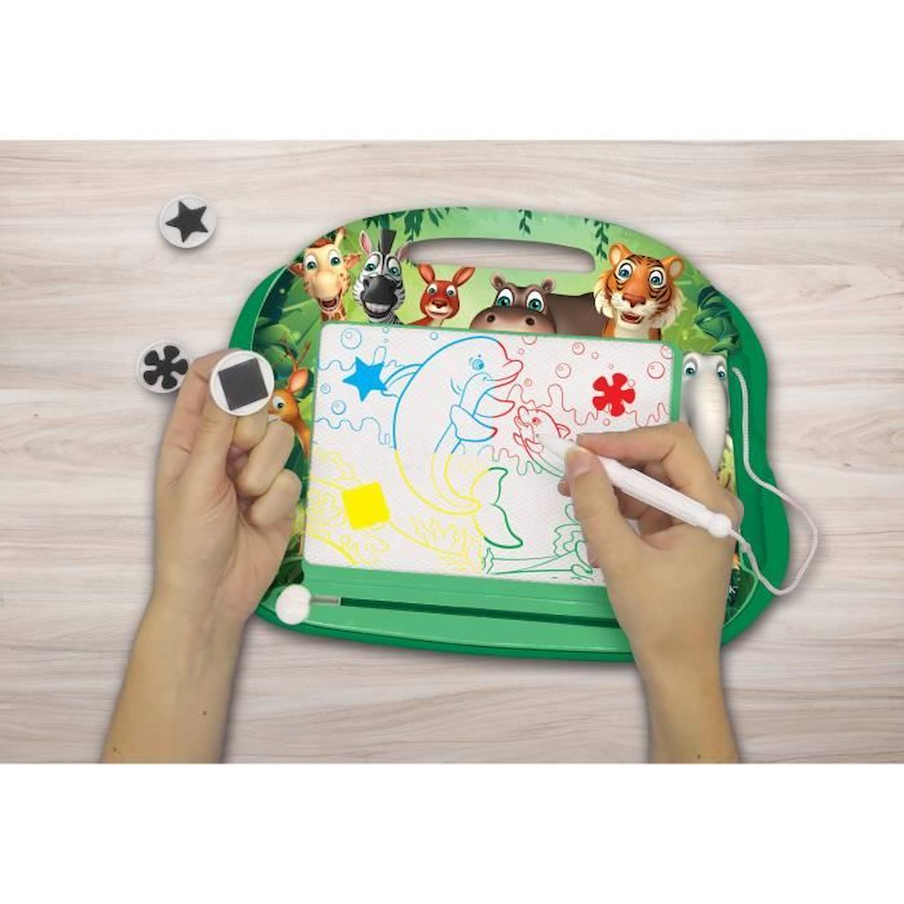 Ardoise magique Animaux format A5 avec accessoires magnétiques pour dessiner en couleurs