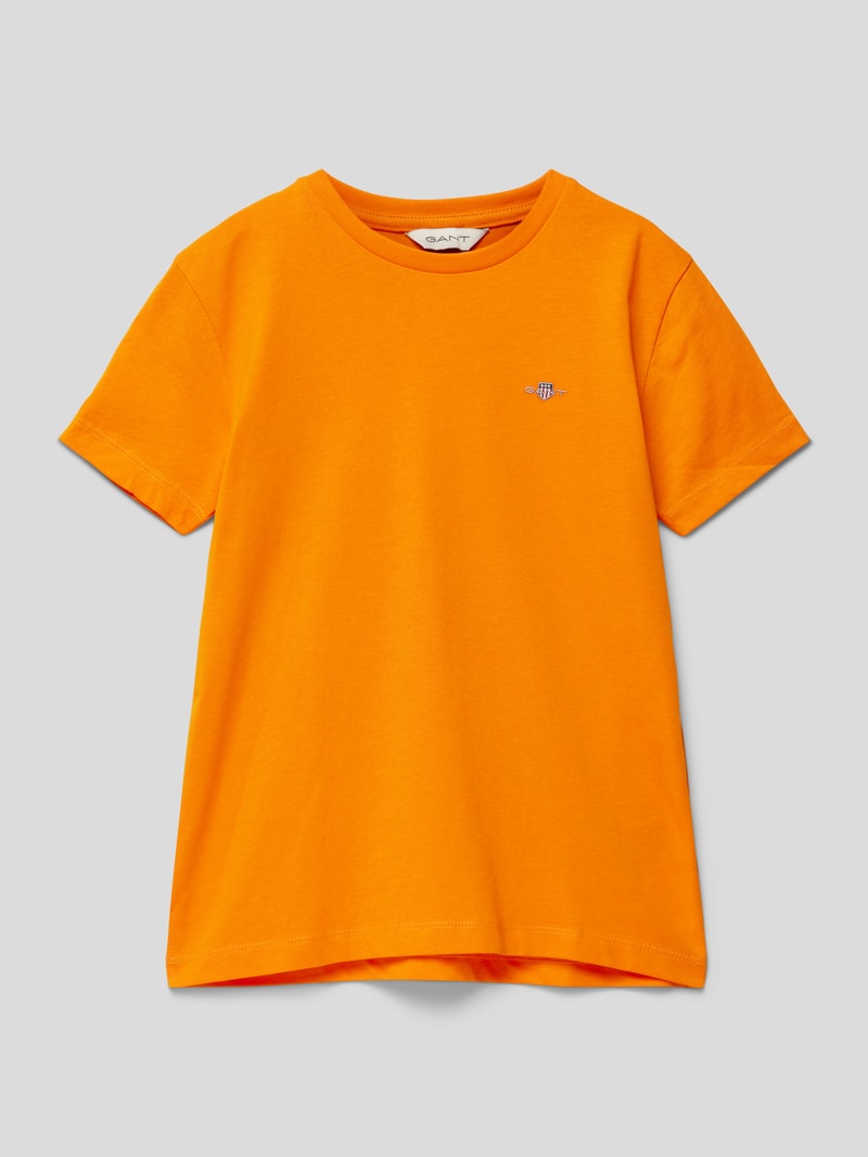 T-Shirt mit Logo-Stitching Modell 'SHIELD' in orange