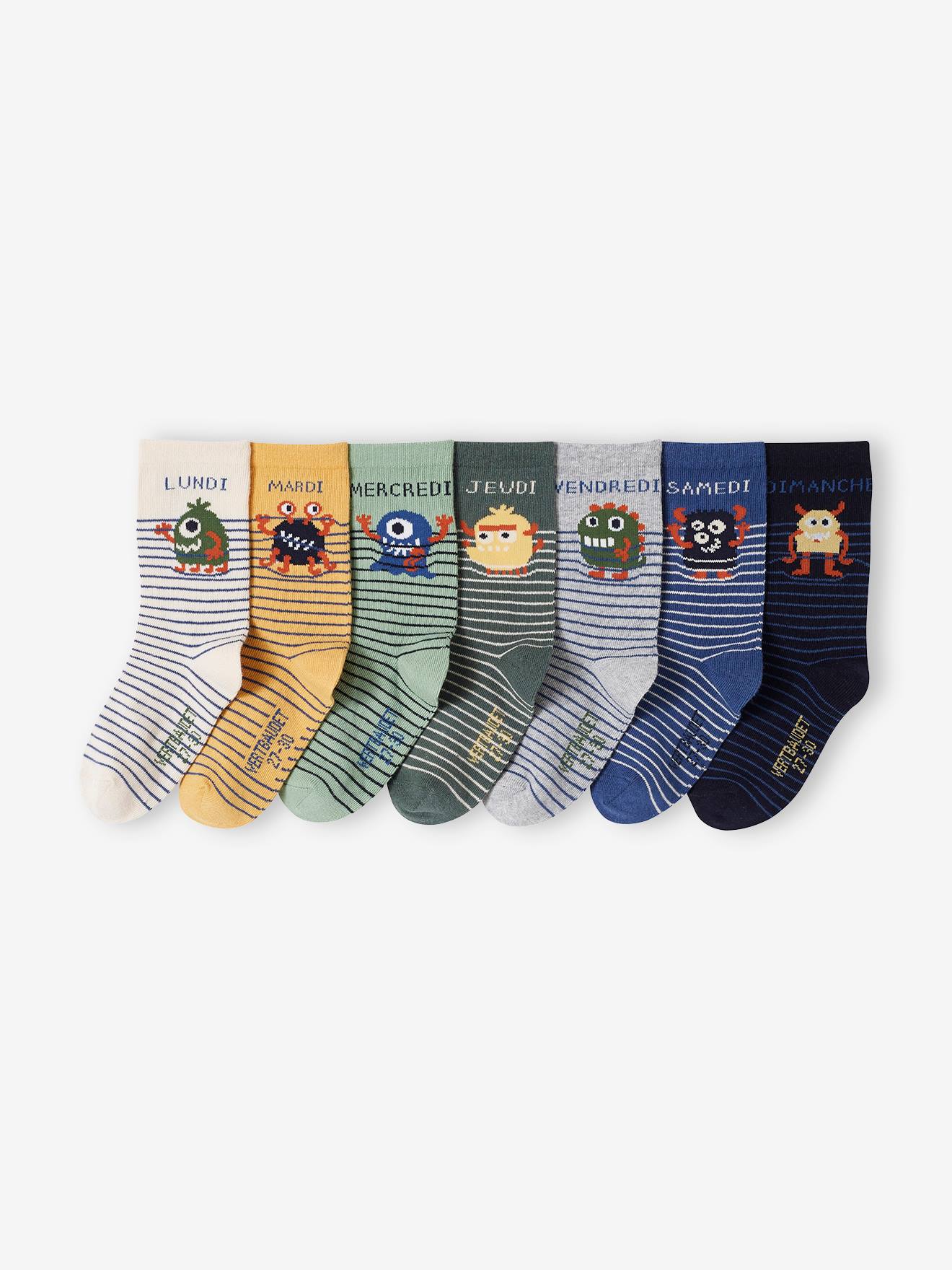 Vertbaudet 7er-Pack Jungen Socken mit Monster Oeko-Tex - grün