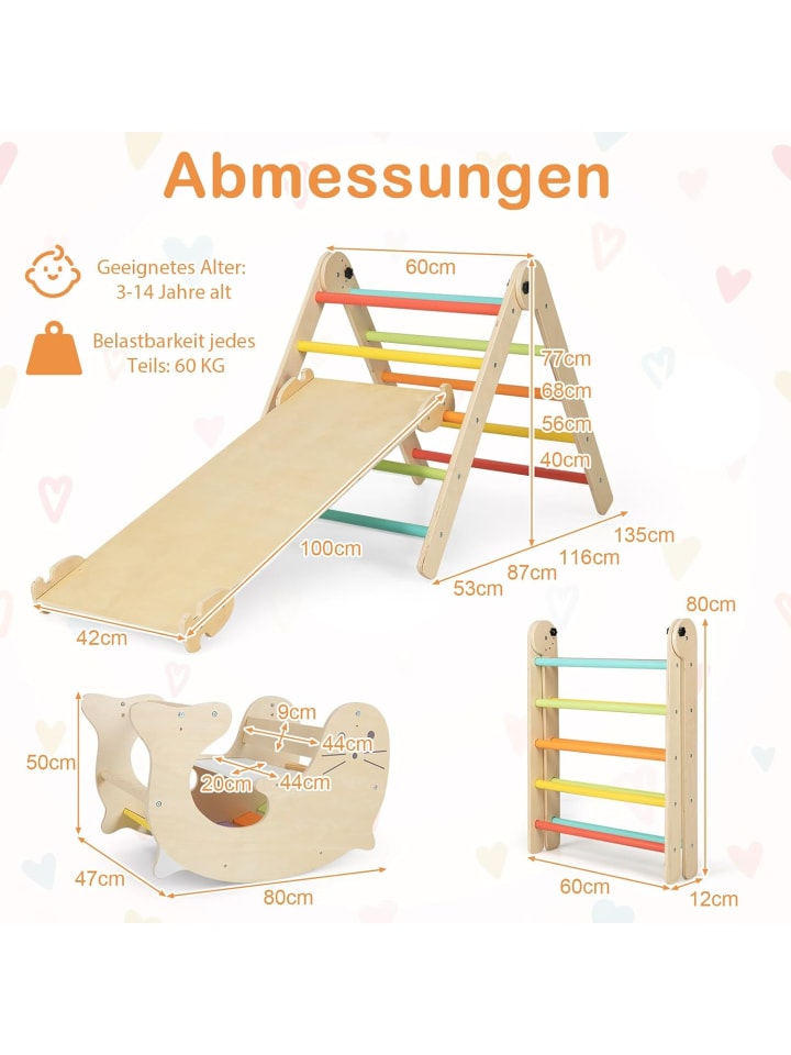 COSTWAY 7 in 1 Kletterdreieck mit Rutsche in Bunt günstig kaufen onesize
