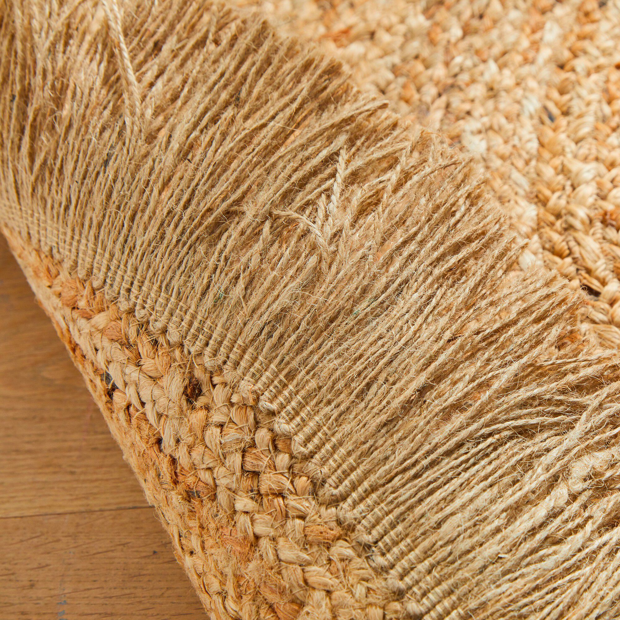 Tapis rond jute naturelle à franges