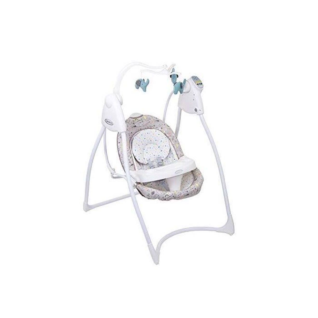 Balançoire électrique Graco Lovin Hug avec arche de jeu pour bébé et table dès 0 mois pour nouveau-né, balançoire électrique avec mu blanc