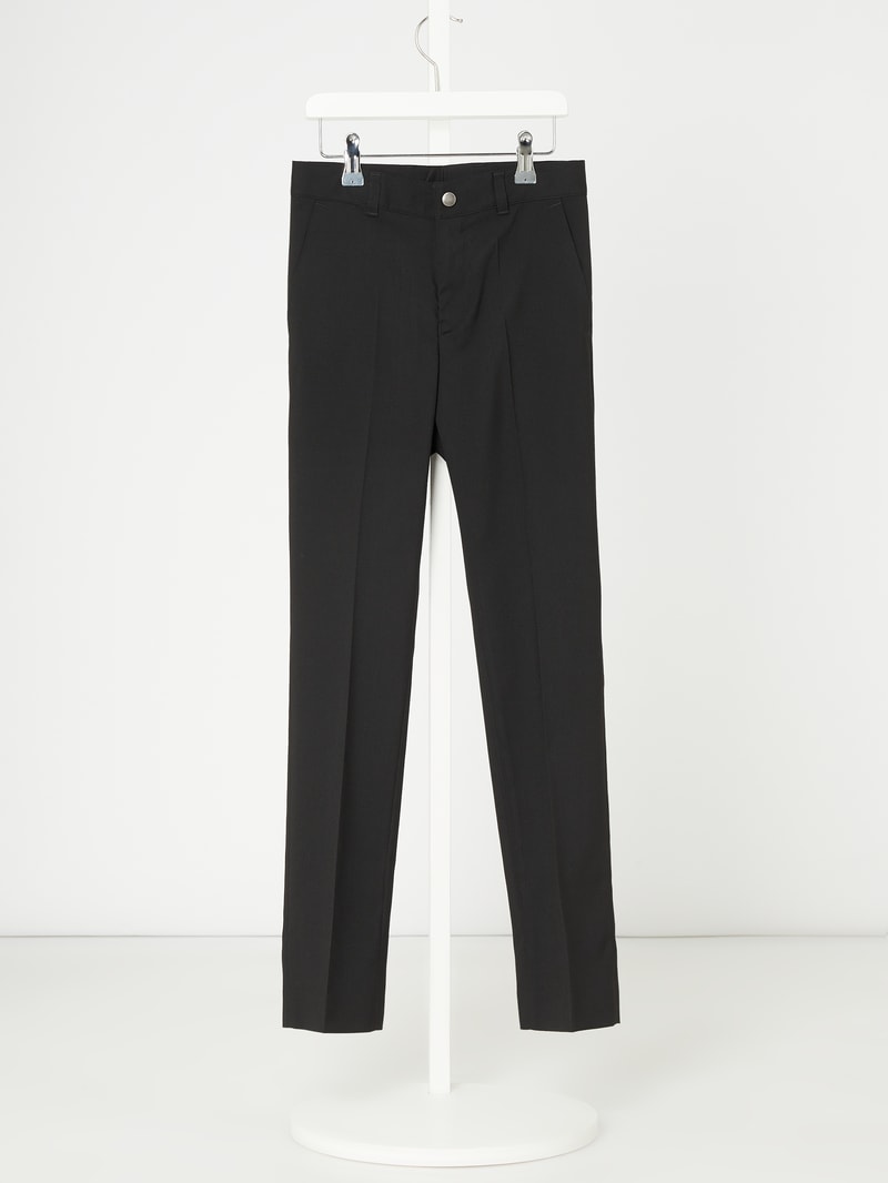 Slim Fit Anzug-Hose mit Bügelfalten in schwarz