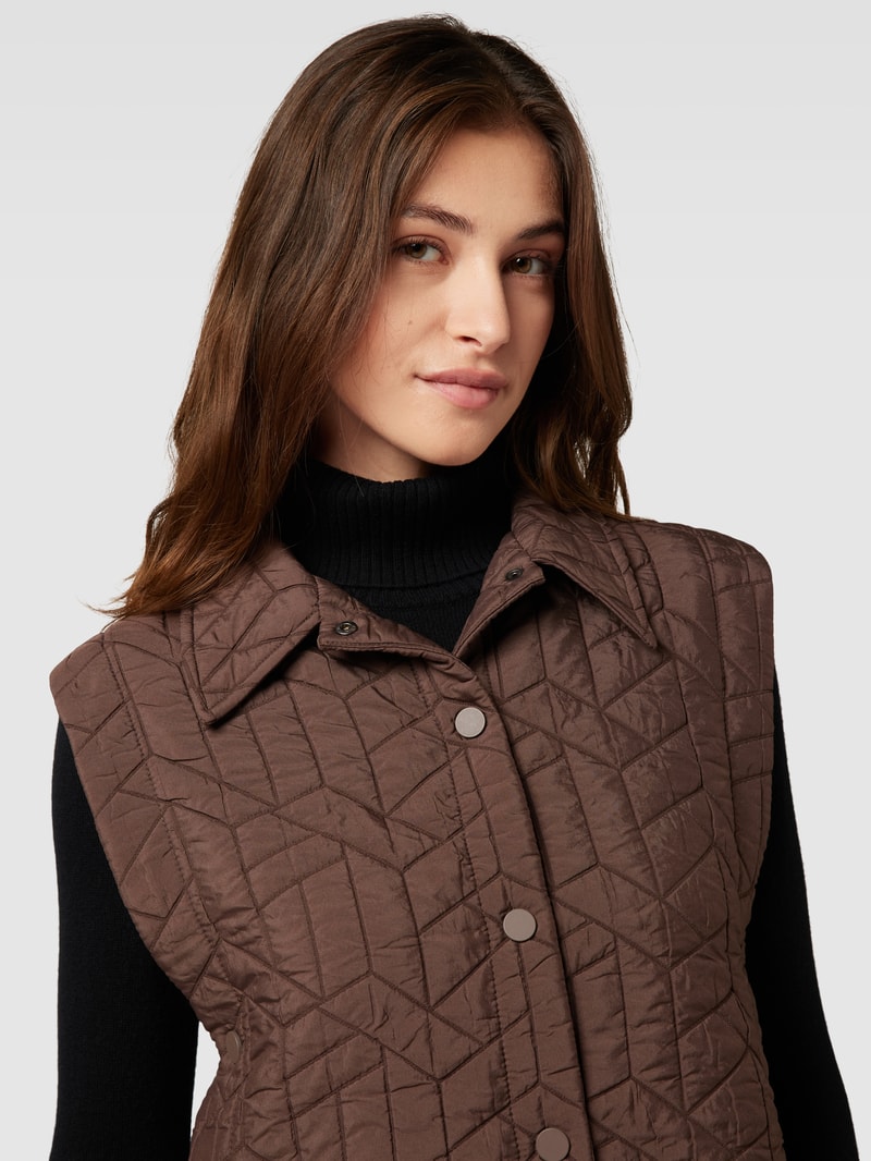 Cropped Steppweste mit Umlegekragen Modell 'Walito' in mittelbraun